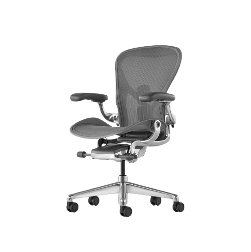 Ghế Công Thái Học Herman Miller Aeron (Size B - Chân Nhôm - Graphite - Mới, Full box, Nhập khẩu)