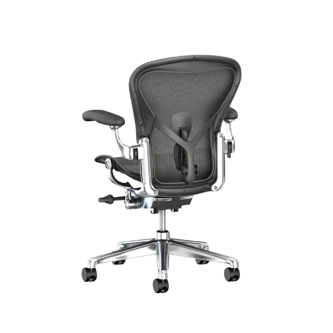 Ghế Công Thái Học Herman Miller Aeron (Size B - Chân Nhôm - Graphite - Mới, Full box, Nhập khẩu)