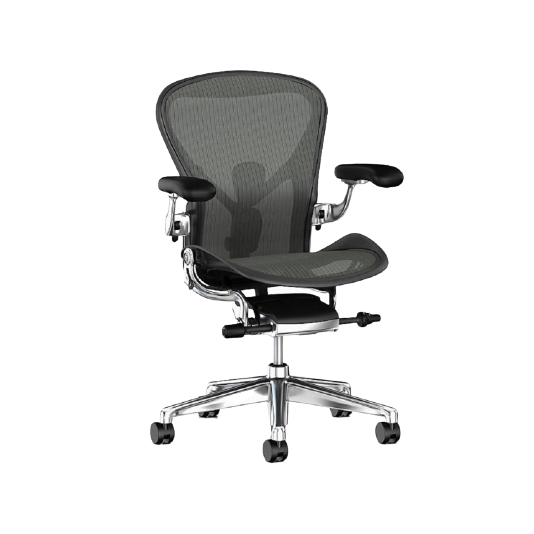 Ghế Công Thái Học Herman Miller Aeron (Size B - Chân Nhôm - Graphite - Mới, Full box, Nhập khẩu)