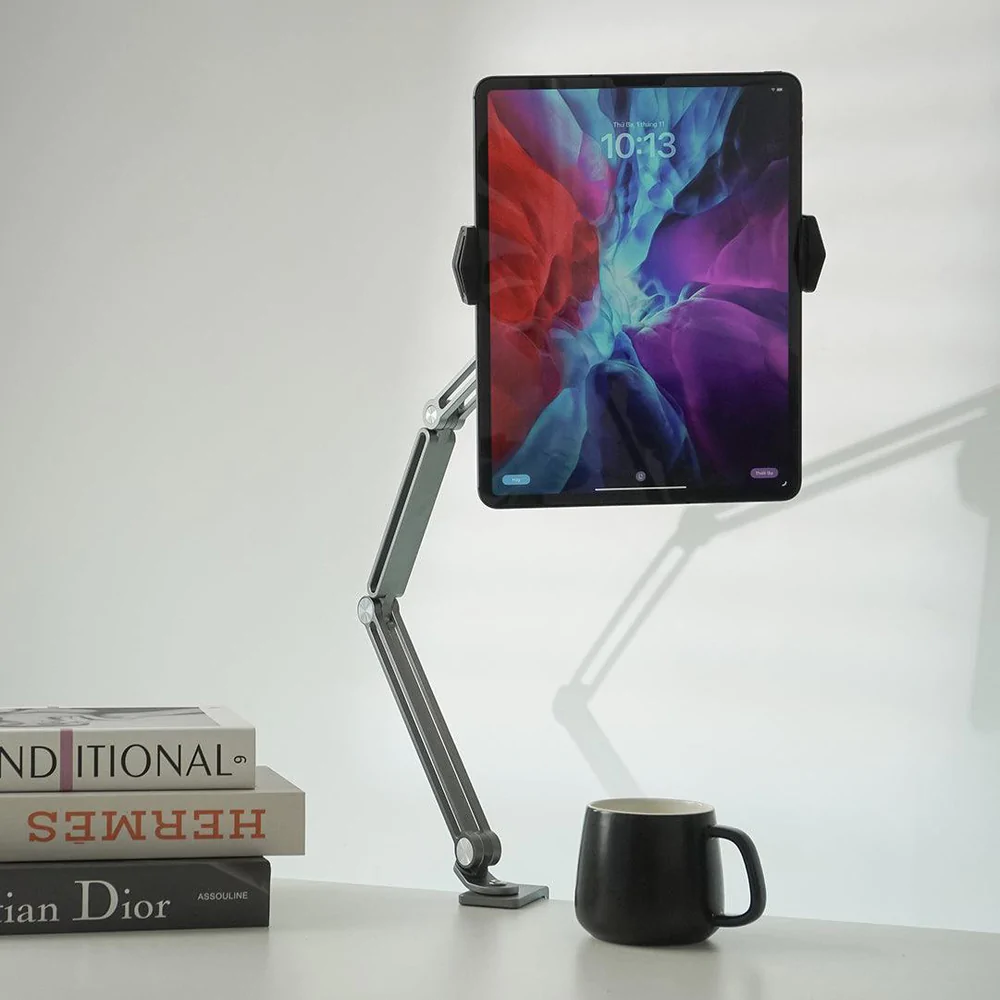 Giá đỡ Ipad/Máy tính bảng kẹp bàn HyperWork KP1 (Space Gray - Mới, Full box, Chính hãng)