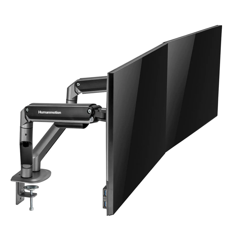 Arm màn hình đôi Human Motion T6 Pro - Dual (Đen - Mới, Full box, Chính hãng)