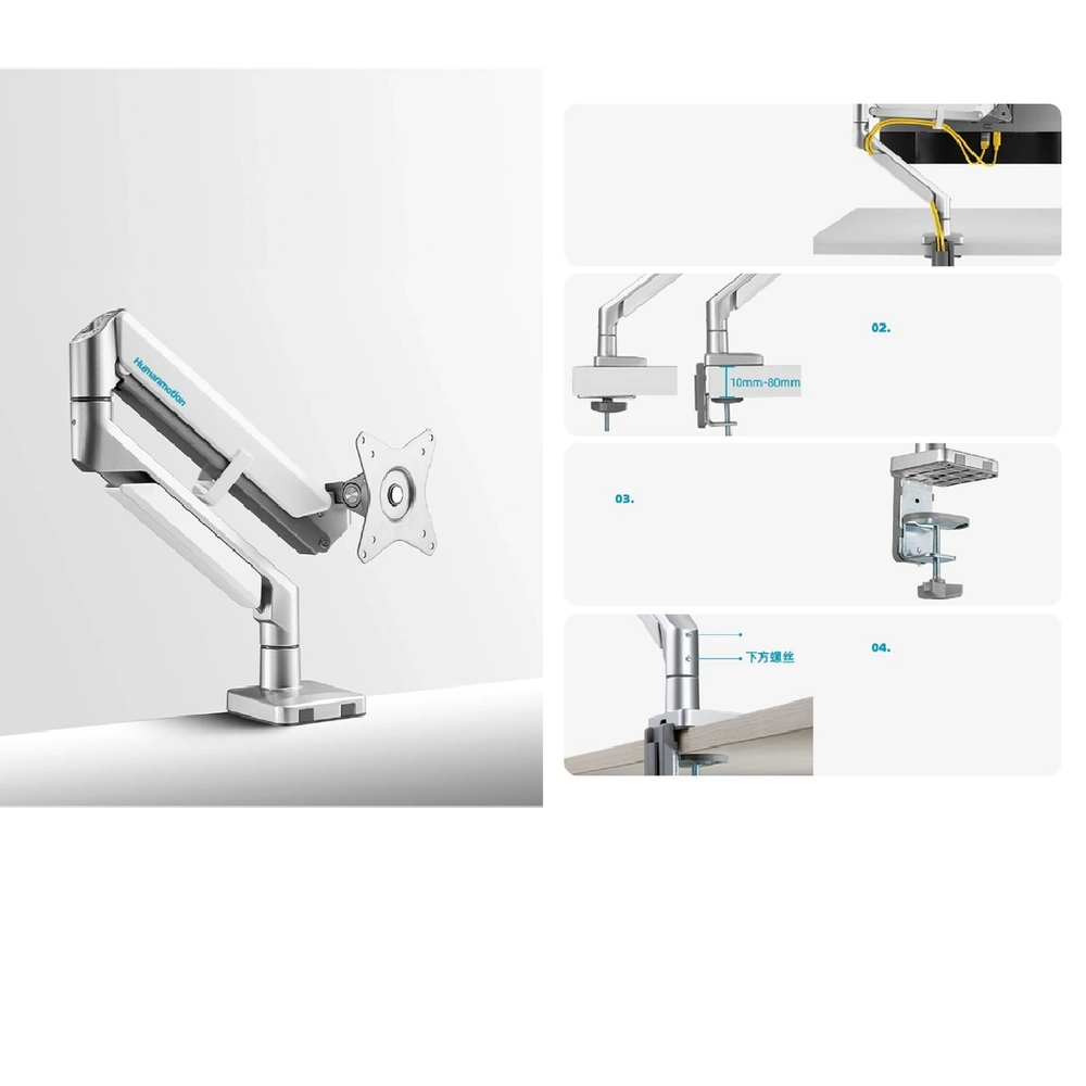 Arm màn hình Human Motion T2 (Frost White - Mới, Full box, Chính hãng)