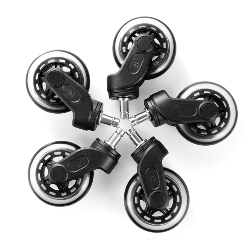 Heli - Bánh xe chống xước sàn, êm ái cho Ghế Công thái học (5 cái) (Black - Mới, Full box, Chính hãng) (WheelHeli01)