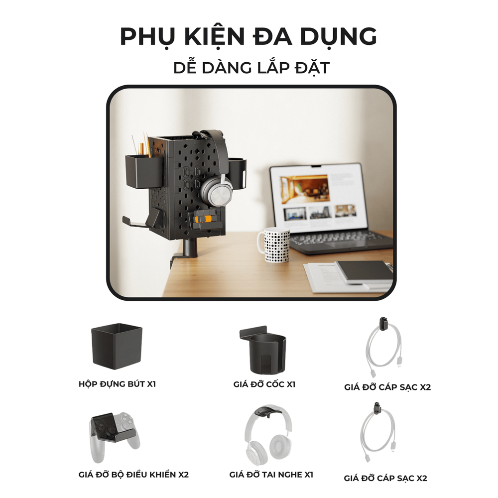 Bảng treo đồ Pegboard UPGEN BT03 (Black - Mới, Full box, Chính hãng)