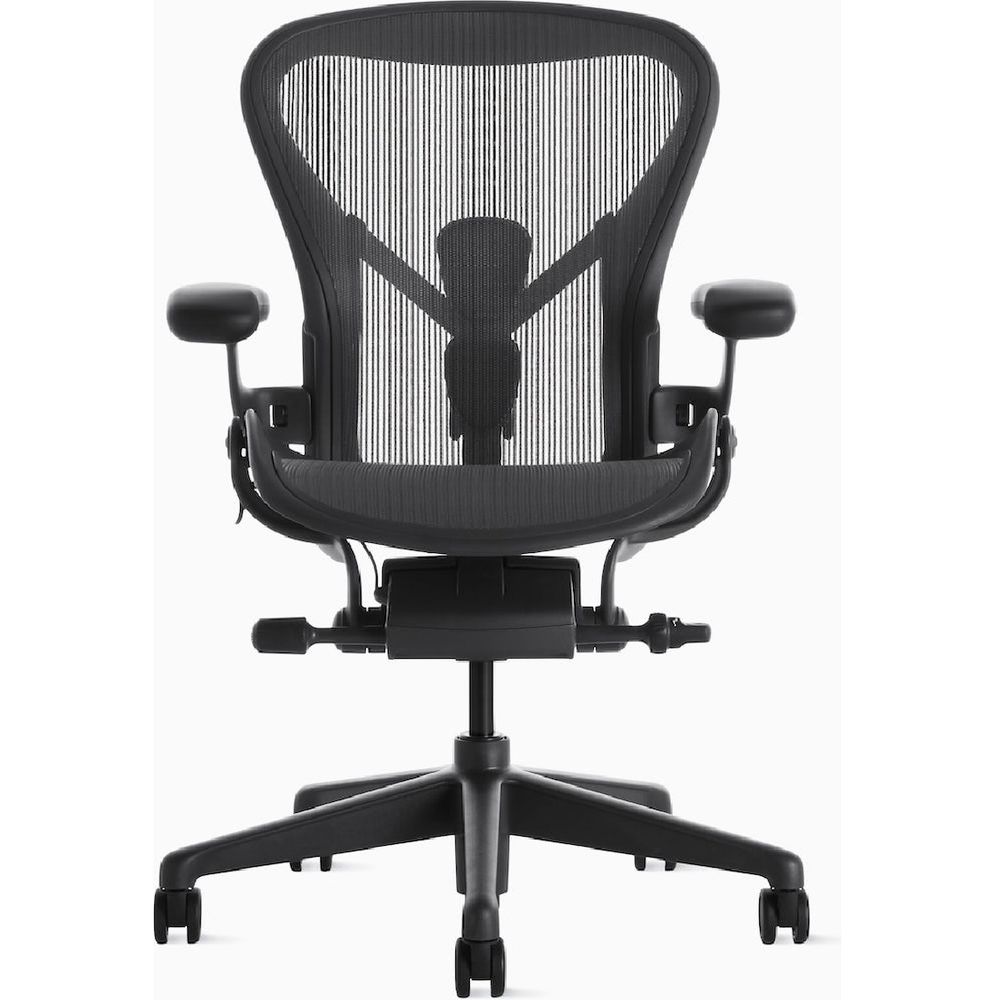 Ghế Công Thái Học Herman Miller Aeron (Size B - Chân nhựa - Graphite - Mới, Full box, Nhập khẩu)