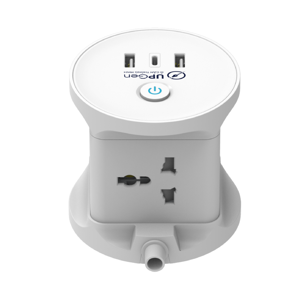 Ổ Cắm Điện UPGen T1 Pro (Output: 4 Ổ Cắm - 2 USB A - 1 USB C - Shell White - Mới, Full box, Chính hãng)