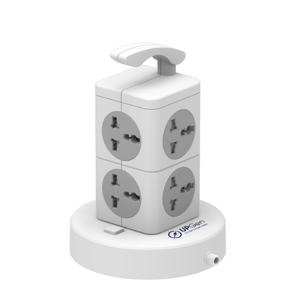 Ổ Cắm Điện UPGen Tower Pro (Output: 8 Ổ Cắm - 3 USB A - Shell White - Mới, Full box, Chính hãng)