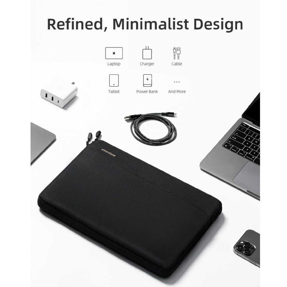 Túi Chống Sốc Laptop Innostyle OmniProtect Slim - S112 (Phù hợp 13-14 inch - Black - Mới, Full box, Chính hãng)