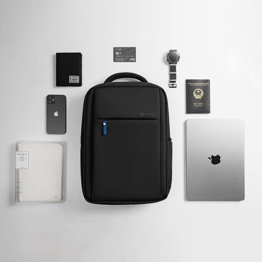 Balo Cao Cấp Element - By NiceDesign (Zipper Blue - Black - Mới, Full box, Chính hãng) (NDBP23ELEM02)