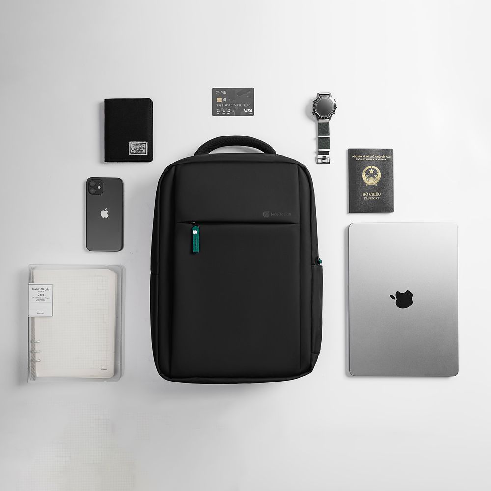 Balo Cao Cấp Element - By NiceDesign (Zipper Dark Green - Black - Mới, Full box, Chính hãng) (NDBP23ELEM04)