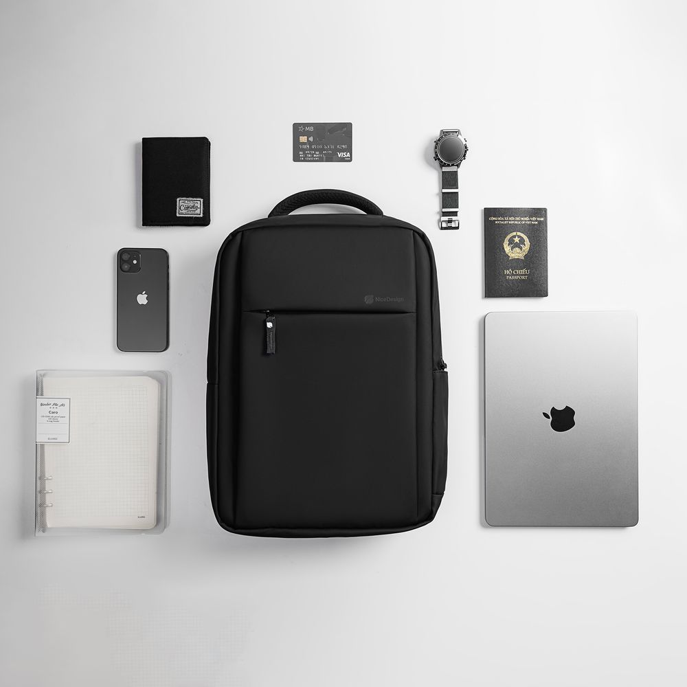 Balo Cao Cấp Element - By NiceDesign (Zipper Black - Black - Mới, Full box, Chính hãng) (NDBP23ELEM01)