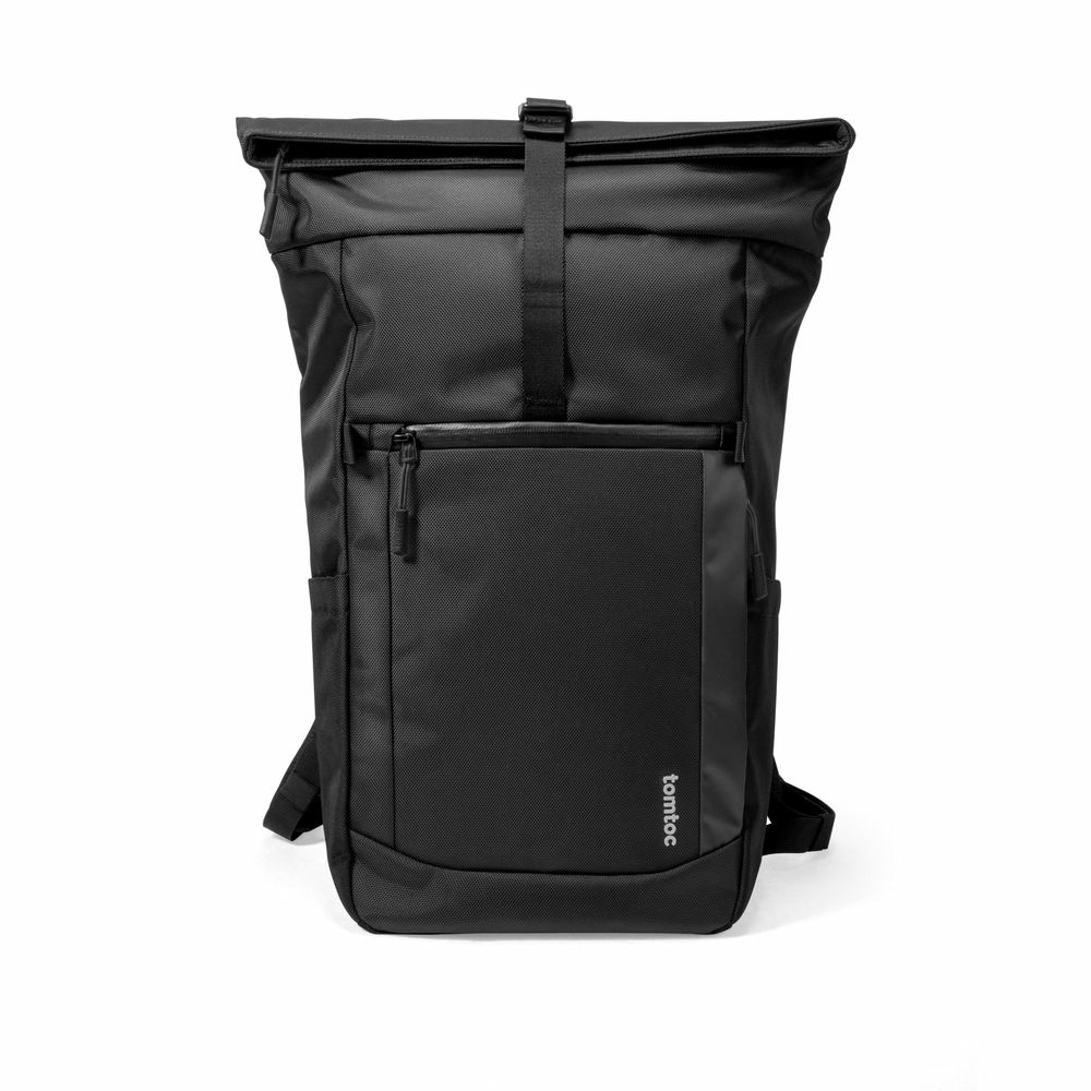 Balo Tomtoc Roll Top Laptop BlackPack Travel Commute Casual DayPack - T61 (Black - Mới, Full box, Chính hãng)