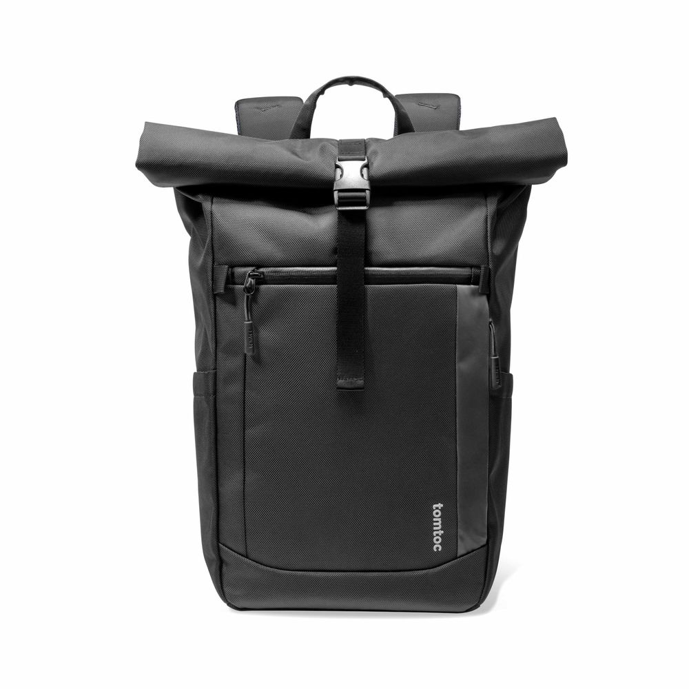 Balo Tomtoc Roll Top Laptop BlackPack Travel Commute Casual DayPack - T61 (Black - Mới, Full box, Chính hãng)