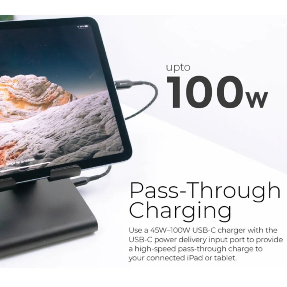 Cổng Chuyển Đổi Mazer Infinite Multimedia 8-in-1 USB-C & Tablet Stand (Black - Mới, Full box, Chính hãng)