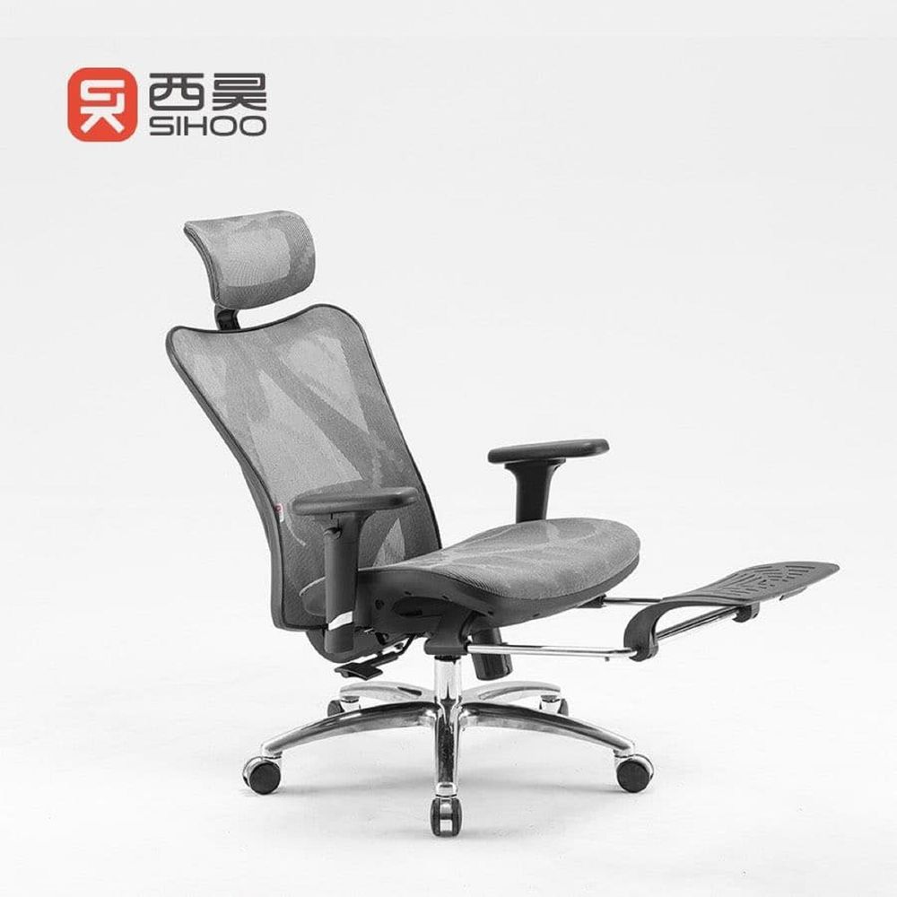 Ghế Công Thái Học Sihoo M57 (Có Kê Chân - White - Grey - Mới, Full box, Nhập khẩu)