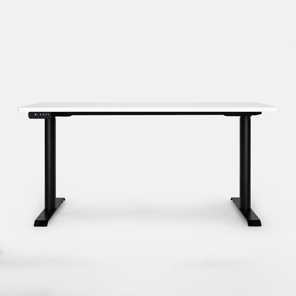 Bàn nâng hạ PULUONG - Oval - By NiceDesign (Cao Cấp) (Mặt bàn trắng - 152.4x76.2x2.5cm - Khung đen - Mới, Full box, Chính hãng) (NDSD23PULU07)