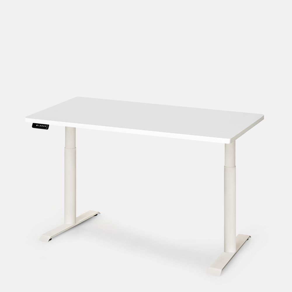 Bàn nâng hạ PULUONG - Oval - By NiceDesign (Cao Cấp) (Mặt bàn trắng - 152.4x76.2x2.5cm - Khung trắng - Mới, Full box, Chính hãng) (NDSD23PULU08)