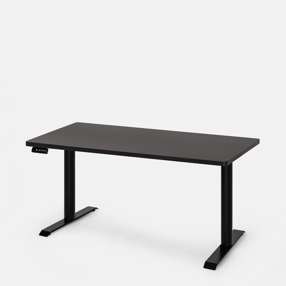 Bàn nâng hạ PULUONG - Oval - By NiceDesign (Cao Cấp) (Mặt bàn đen - 152.4x76.2x2.5cm - Khung đen - Mới, Full box, Chính hãng) (NDSD23PULU05)