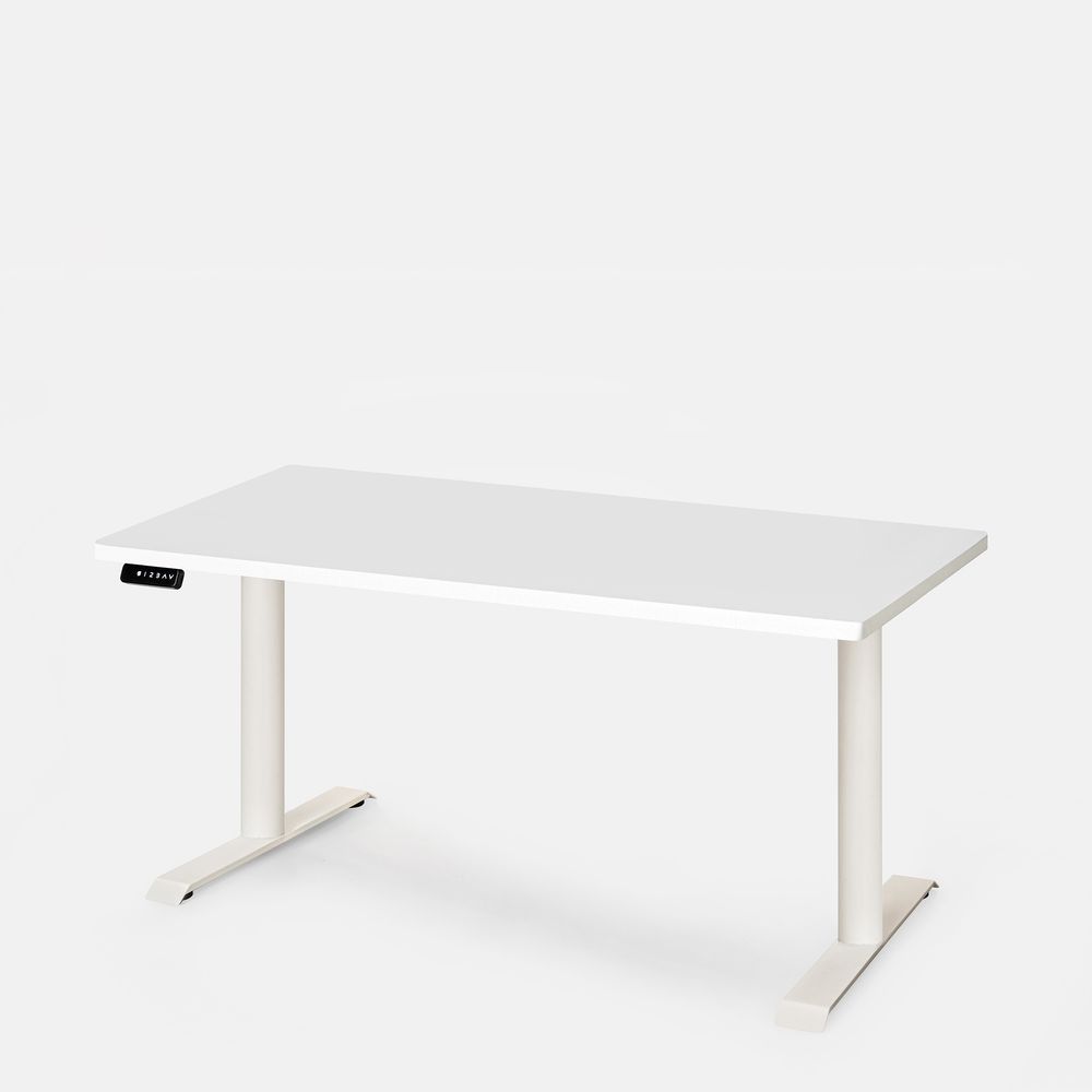 Bàn nâng hạ PULUONG - Oval - By NiceDesign (Cao Cấp) (Mặt bàn trắng - 152.4x76.2x2.5cm - Khung trắng - Mới, Full box, Chính hãng) (NDSD23PULU08)