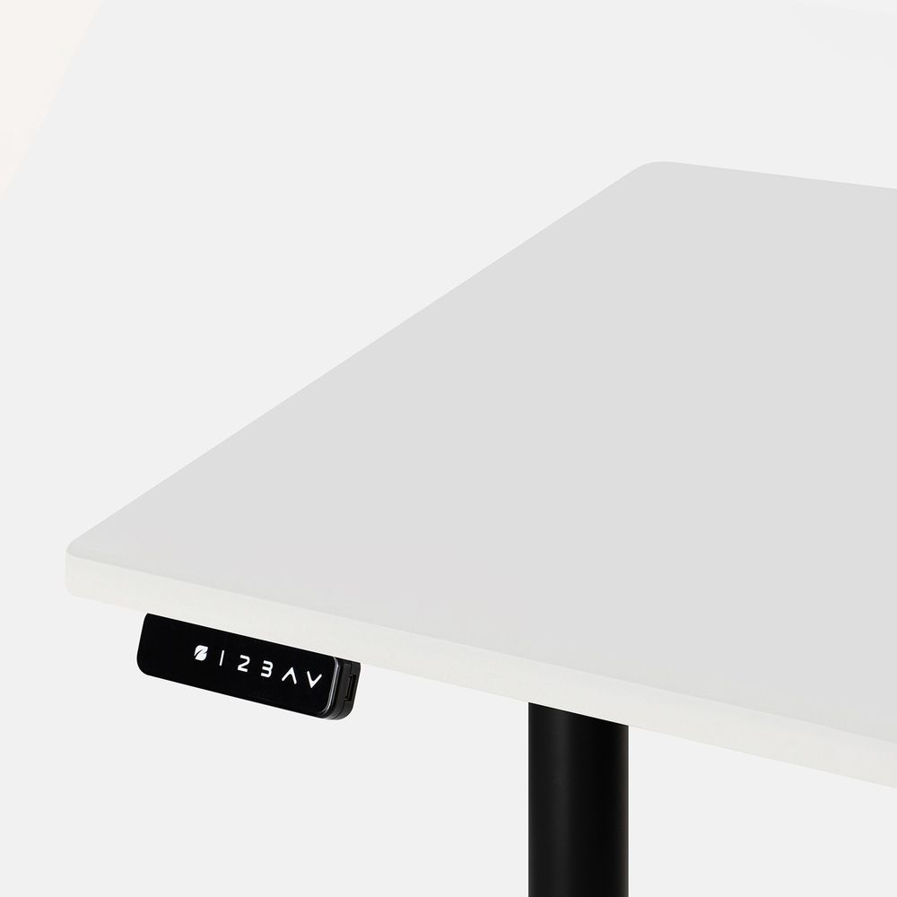 Bàn nâng hạ PULUONG - Oval - By NiceDesign (Cao Cấp) (Mặt bàn trắng - 152.4x76.2x2.5cm - Khung đen - Mới, Full box, Chính hãng) (NDSD23PULU07)