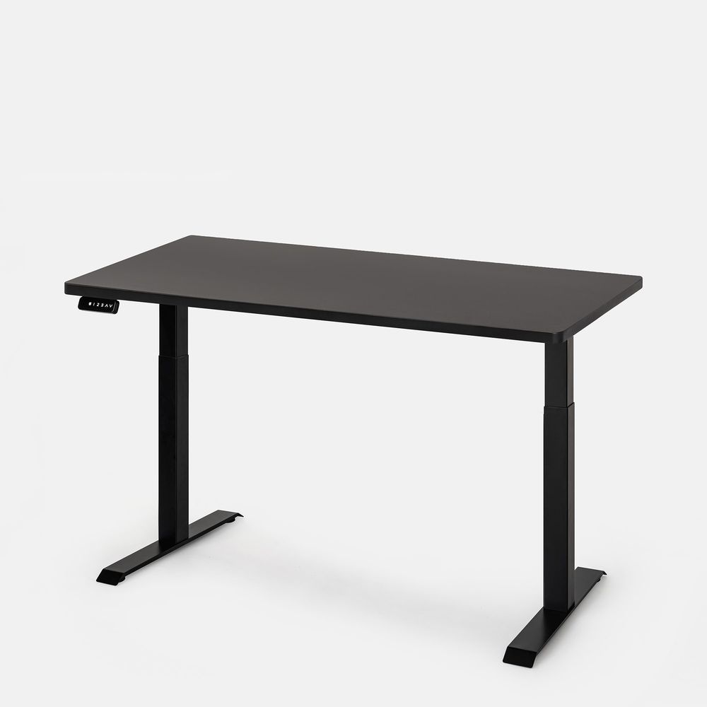 Bàn nâng hạ PULUONG - Oval - By NiceDesign (Cao Cấp) (Mặt bàn đen - 152.4x76.2x2.5cm - Khung đen - Mới, Full box, Chính hãng) (NDSD23PULU05)