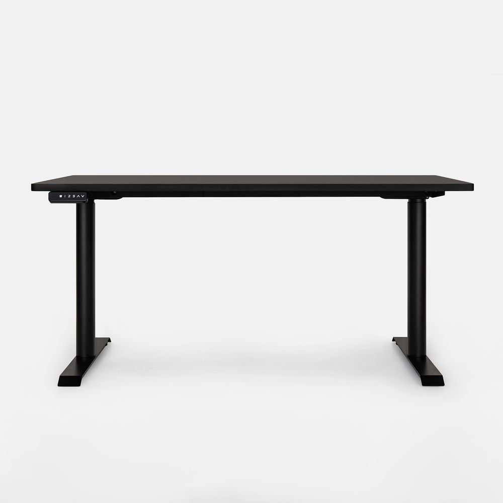 Bàn nâng hạ PULUONG - Oval - By NiceDesign (Cao Cấp) (Mặt bàn đen - 152.4x76.2x2.5cm - Khung đen - Mới, Full box, Chính hãng) (NDSD23PULU05)
