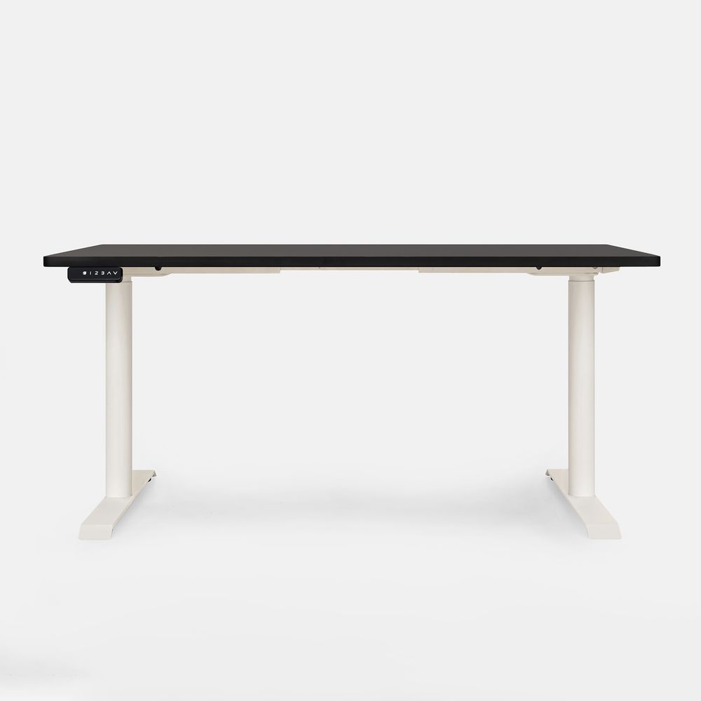 Bàn nâng hạ PULUONG - Oval - By NiceDesign (Cao Cấp) (Mặt bàn đen - 152.4x76.2x2.5cm - Khung trắng - Mới, Full box, Chính hãng) (NDSD23PULU06)