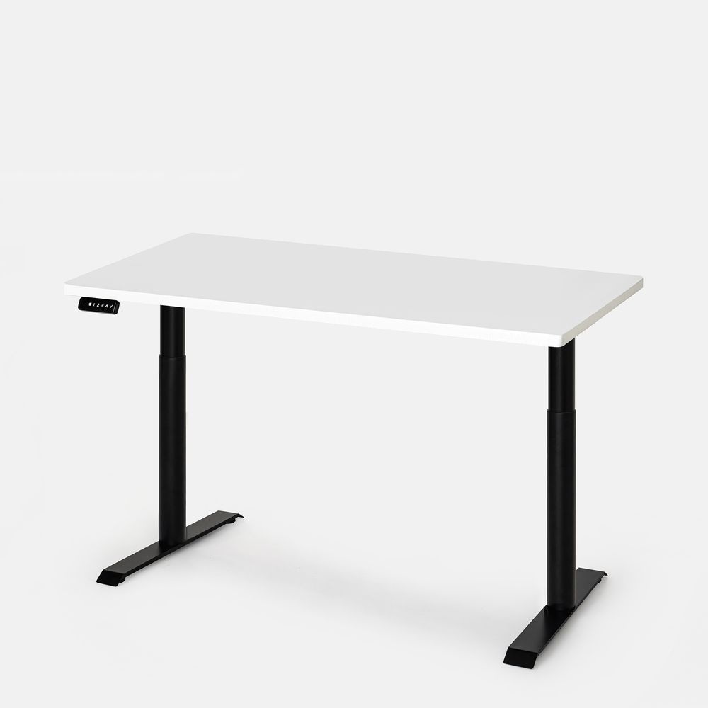 Bàn nâng hạ PULUONG - Oval - By NiceDesign (Cao Cấp) (Mặt bàn trắng - 152.4x76.2x2.5cm - Khung đen - Mới, Full box, Chính hãng) (NDSD23PULU07)
