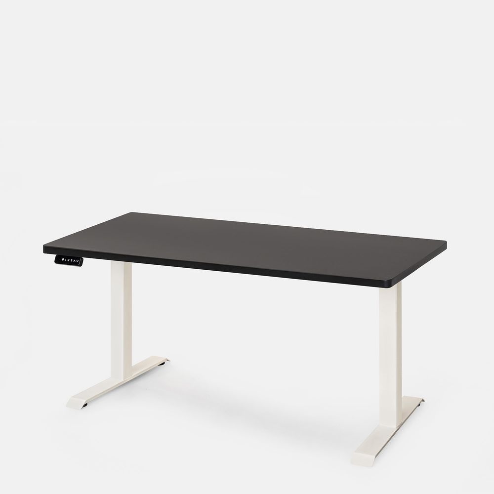 Bàn nâng hạ PULUONG - By NiceDesign (Cao Cấp) (Mặt bàn đen - 152.4x76.2x2.5cm - Khung trắng - Mới, Full box, Chính hãng) (NDSD23PULU02)