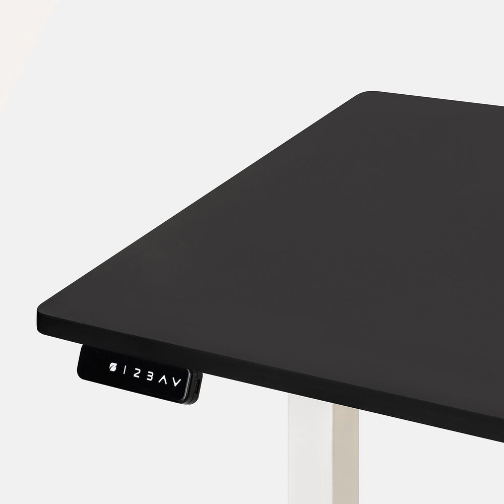 Bàn nâng hạ PULUONG - By NiceDesign (Cao Cấp) (Mặt bàn đen - 152.4x76.2x2.5cm - Khung trắng - Mới, Full box, Chính hãng) (NDSD23PULU02)