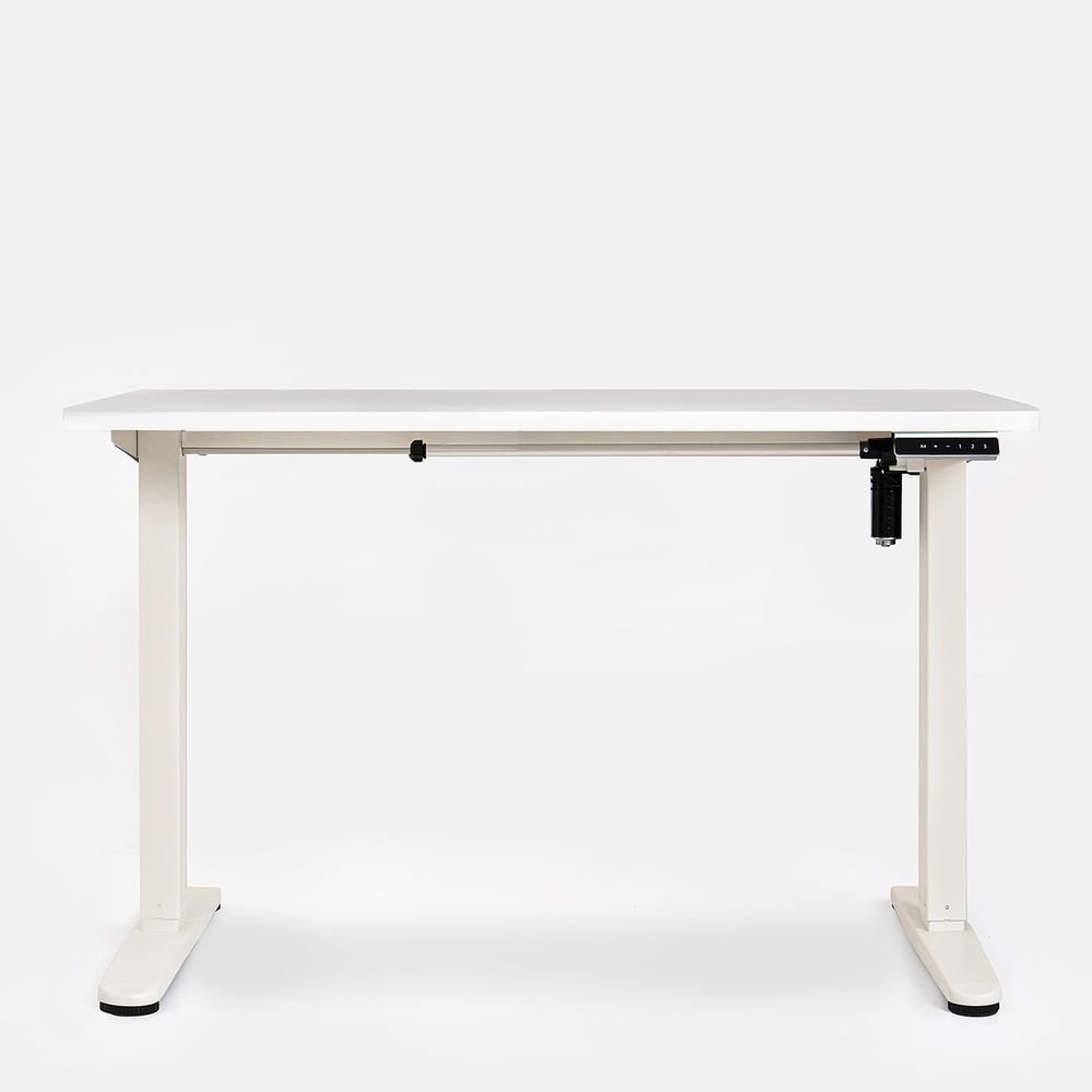 Bàn nâng hạ PUSILUNG - by NiceDesign (Cao Cấp) (Mặt bàn trắng - 120x60x2.5cm - Seashell White - Mới, Full box, Chính hãng) (NDSD23PUSI05)
