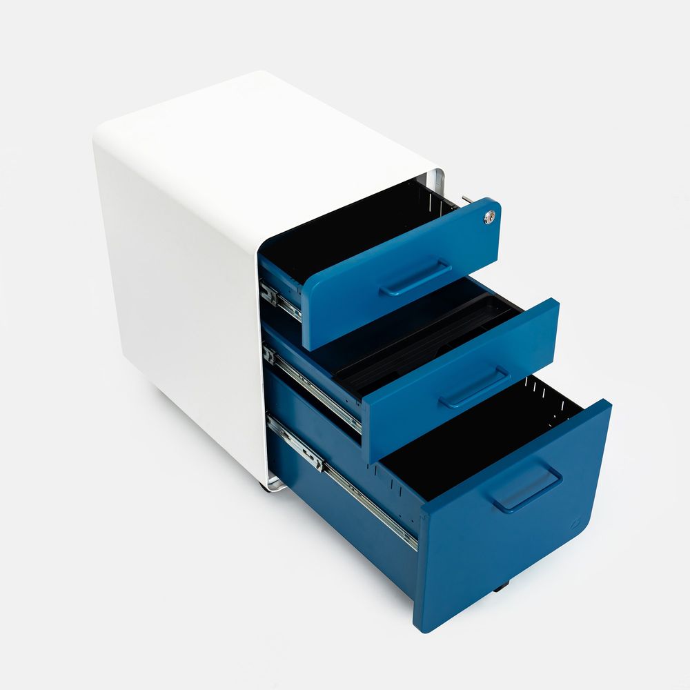 Hộc tủ tài liệu 3 ngăn The Leaf Plus (3 Ngăn - Blue - White - Mới, Full box, Chính hãng) (NDFC23LEAF04)