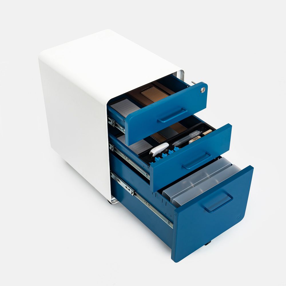 Hộc tủ tài liệu 3 ngăn The Leaf Plus (3 Ngăn - Blue - White - Mới, Full box, Chính hãng) (NDFC23LEAF04)