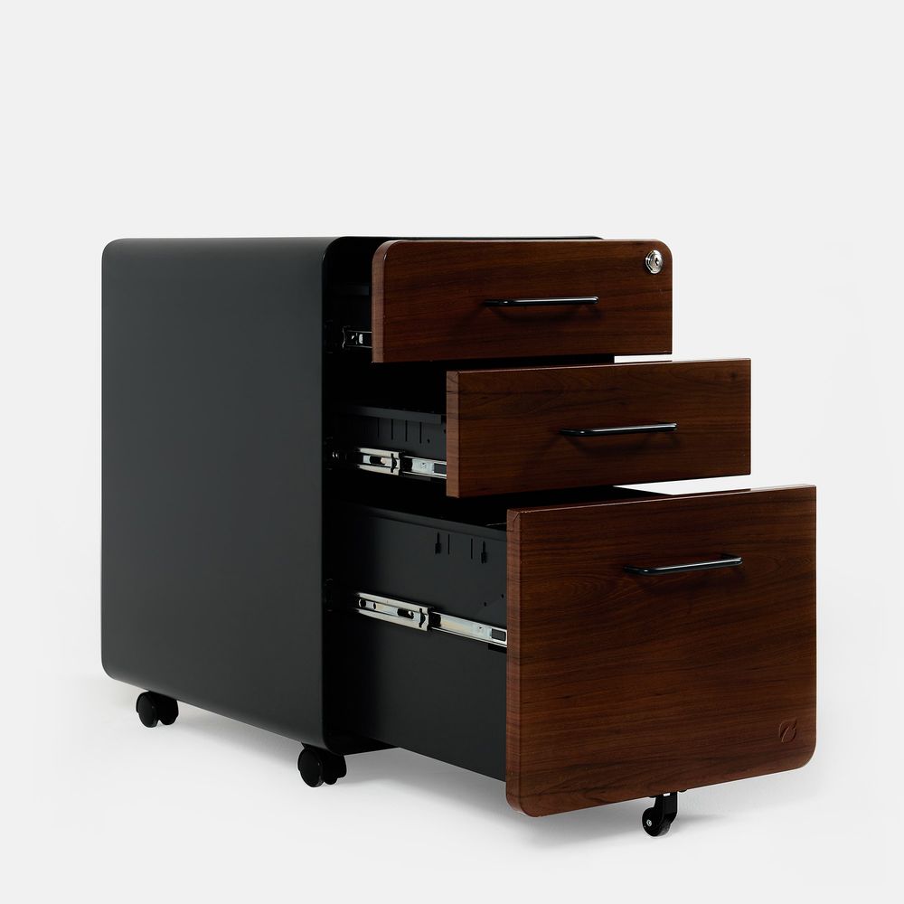 Hộc tủ tài liệu 3 ngăn The Leaf Plus (3 Ngăn - Walnut - Black - Mới, Full box, Chính hãng) (NDFC24LEAP01)