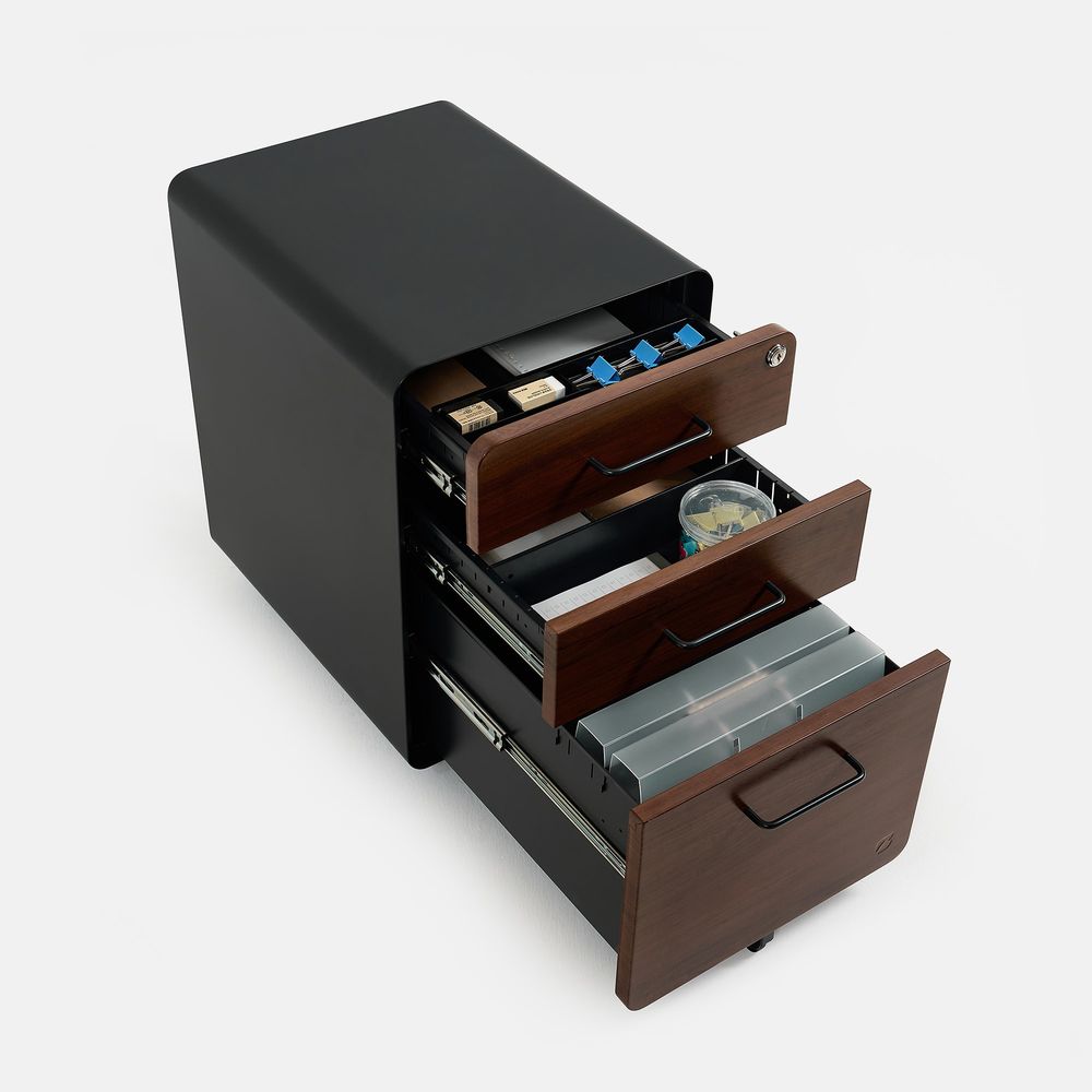 Hộc tủ tài liệu 3 ngăn The Leaf Plus (3 Ngăn - Walnut - Black - Mới, Full box, Chính hãng) (NDFC24LEAP01)