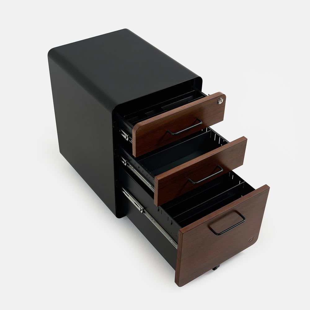 Hộc tủ tài liệu 3 ngăn The Leaf Plus (3 Ngăn - Walnut - Black - Mới, Full box, Chính hãng) (NDFC24LEAP01)