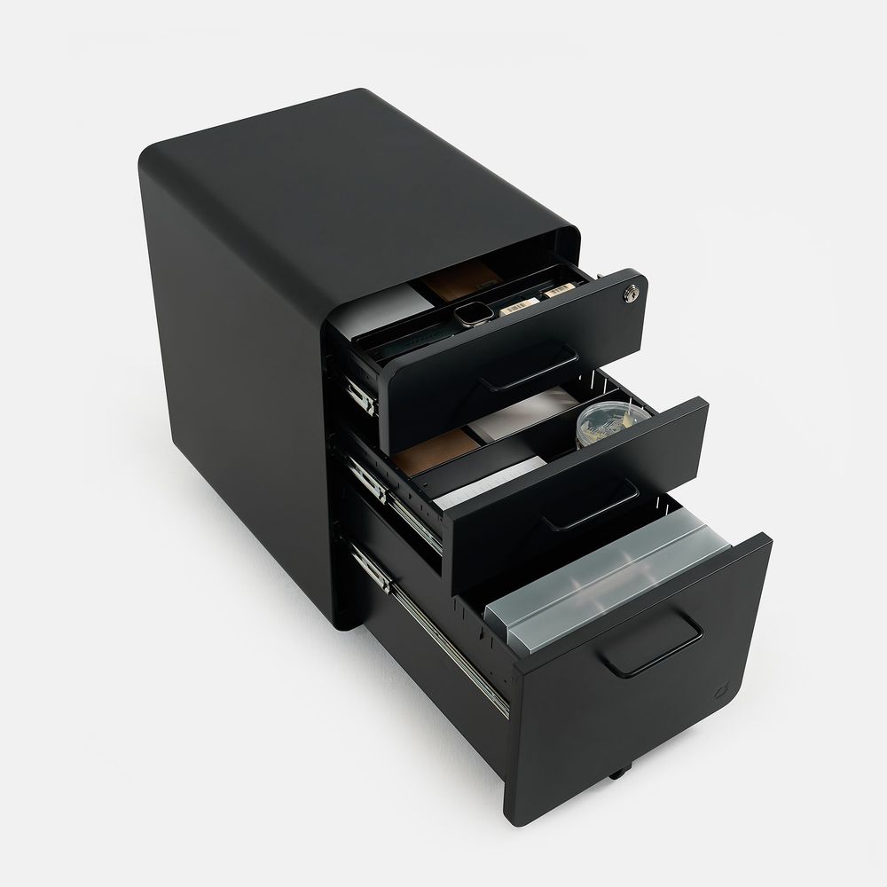Hộc tủ tài liệu 3 ngăn The Leaf Plus (3 Ngăn - Black - Mới, Full box, Chính hãng) (NDFC24LEAP03)