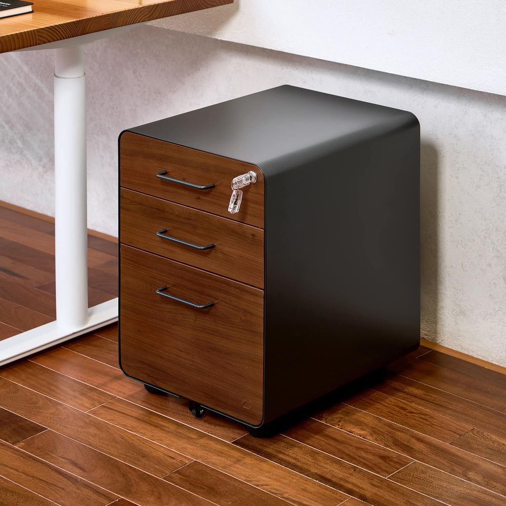 Hộc tủ tài liệu 3 ngăn The Leaf Plus (3 Ngăn - Walnut - Black - Mới, Full box, Chính hãng) (NDFC24LEAP01)