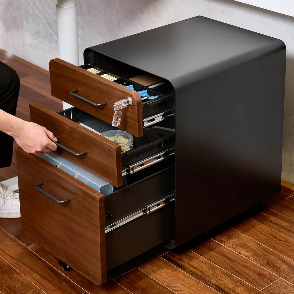 Hộc tủ tài liệu 3 ngăn The Leaf Plus (3 Ngăn - Walnut - Black - Mới, Full box, Chính hãng) (NDFC24LEAP01)