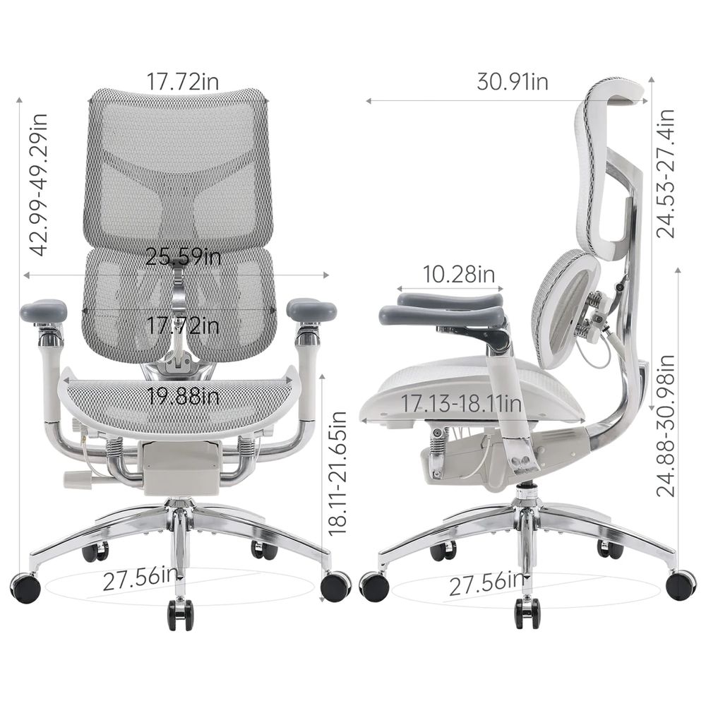 Ghế Công Thái Học Sihoo AU - Doro S300 (White - Grey - Mới, Full box, Chính hãng)