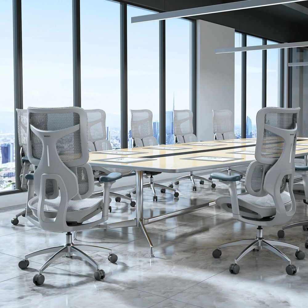 Ghế Công Thái Học Sihoo Doro S100 (Không kê chân - White - Grey - Mới, Full box, Chính hãng)
