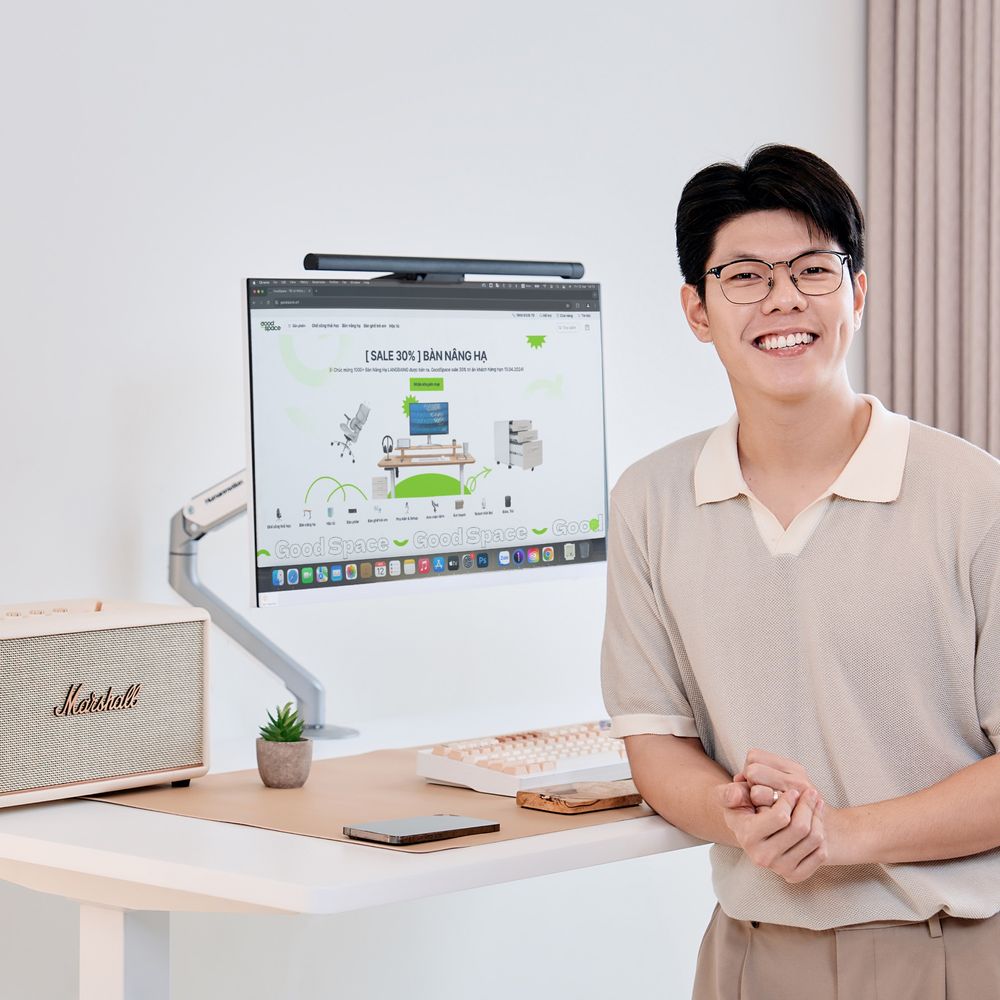 Bàn nâng hạ PULUONG - By NiceDesign (Cao Cấp) (Mặt bàn trắng - 152.4x76.2x2.5cm - Khung trắng - Mới, Full box, Chính hãng) (NDSD23PULU04)