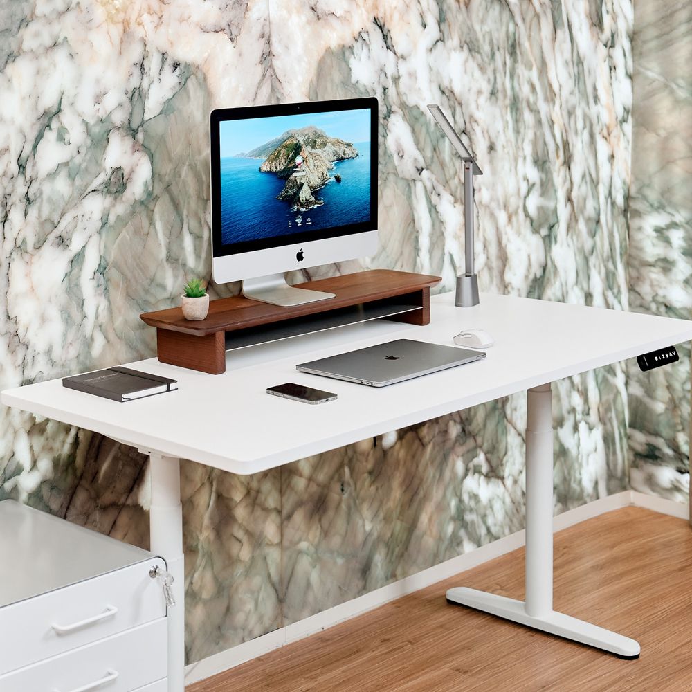 Bàn nâng hạ PULUONG - Oval - By NiceDesign (Cao Cấp) (Mặt bàn trắng - 152.4x76.2x2.5cm - Khung trắng - Mới, Full box, Chính hãng) (NDSD23PULU08)