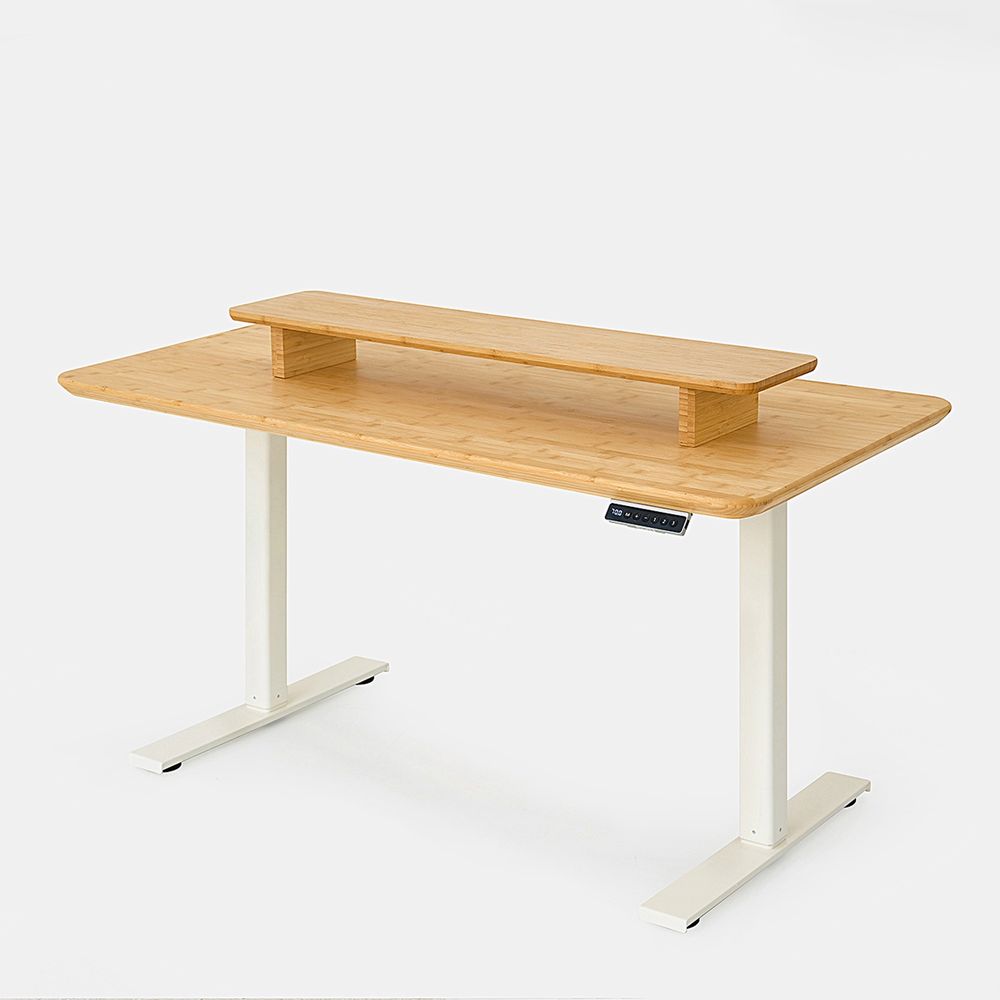 Bàn nâng hạ Bamboo - By NiceDesign (Mặt bàn 120x60x3.2cm - Khung trắng - Mới, Full box, Chính hãng) (NDSD24EDBA02)
