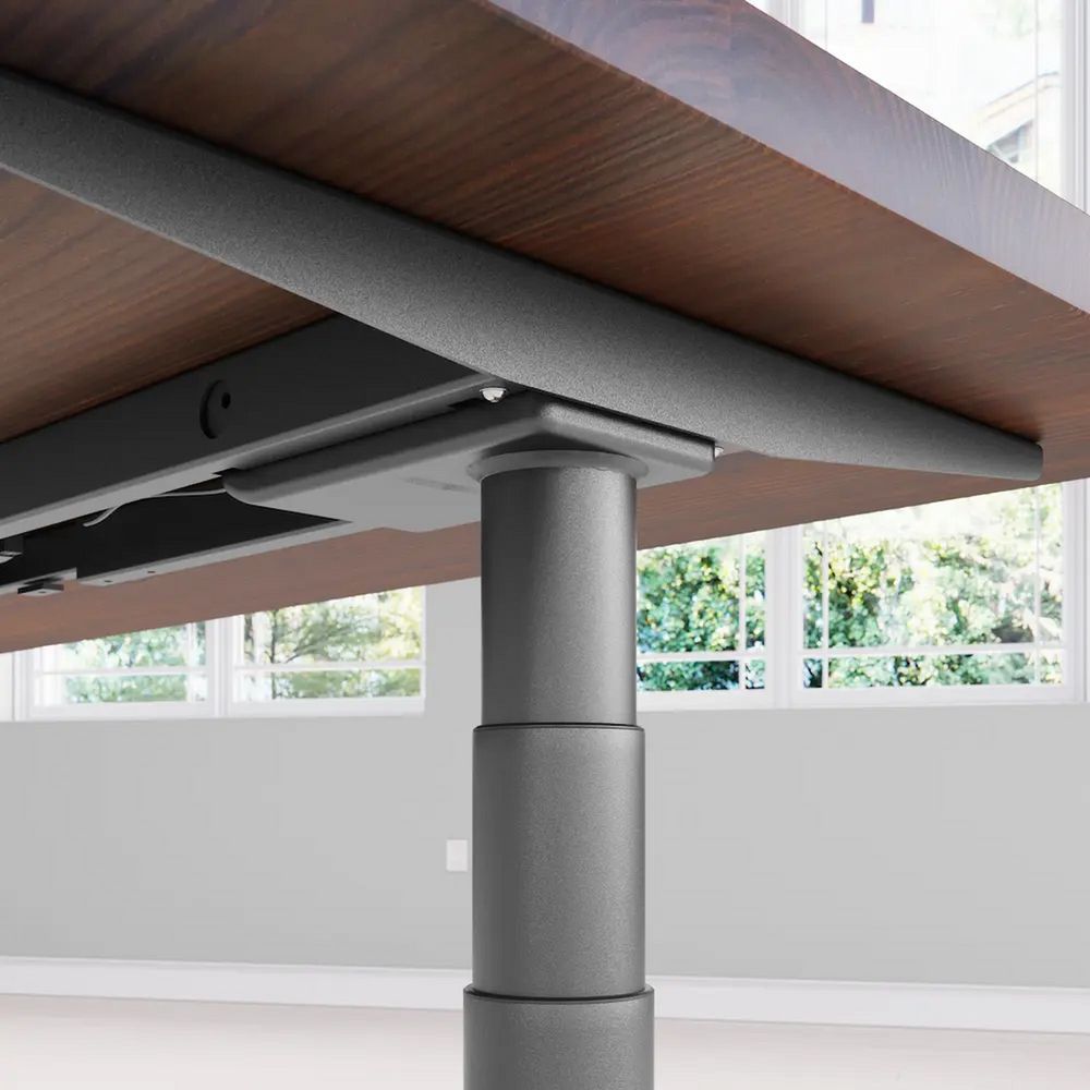 Bàn nâng hạ Cao Cấp FANSI - By NiceDesign (Cao Cấp) (Vân gỗ Óc Chó - 152.4x76.2x3.3cm - Khung tròn đen - Outlet, Chính hãng) (NDSD23FANS03)