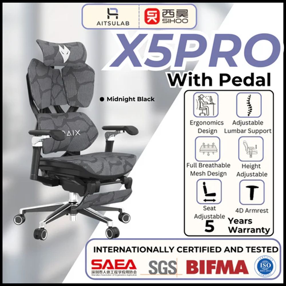 Ghế công thái học SIHOO Xiaoqi X5 - Ergonomic Gaming Chair (X5 Pro - Black - Mới, Full box, Chính hãng)