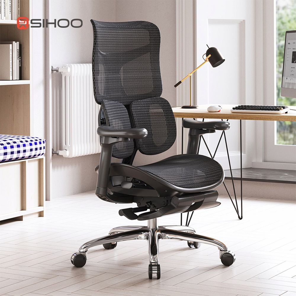 Ghế Công Thái Học Sihoo Doro S100 (Không kê chân - Black - Mới, Full box, Chính hãng)