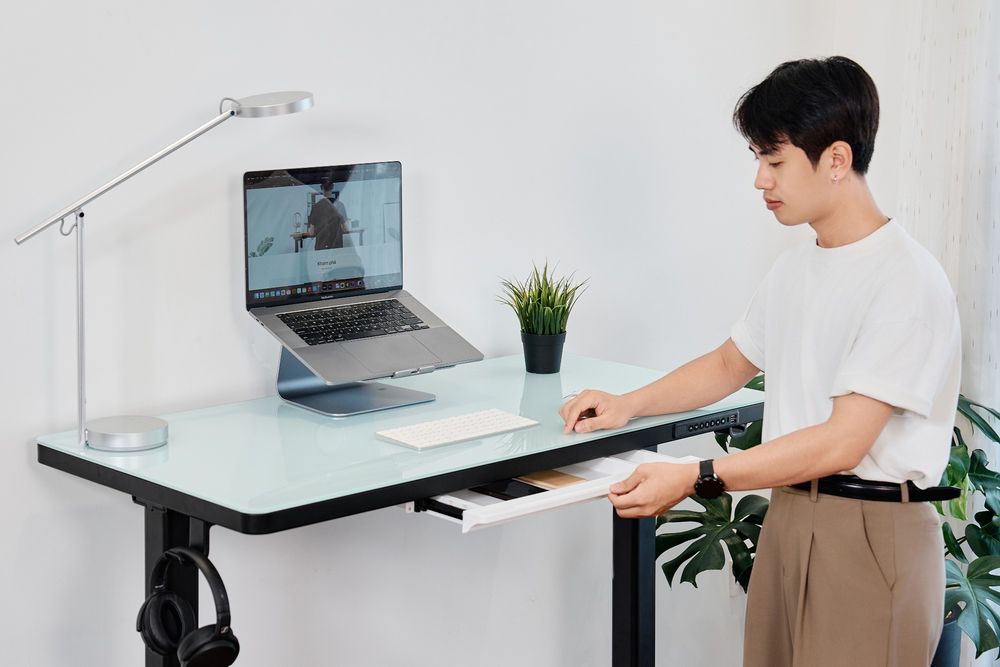 Bàn nâng hạ Peal - By NiceDesign (Black - Glass - Mới, Full box, Chính hãng) (NDSD24PEAL03)