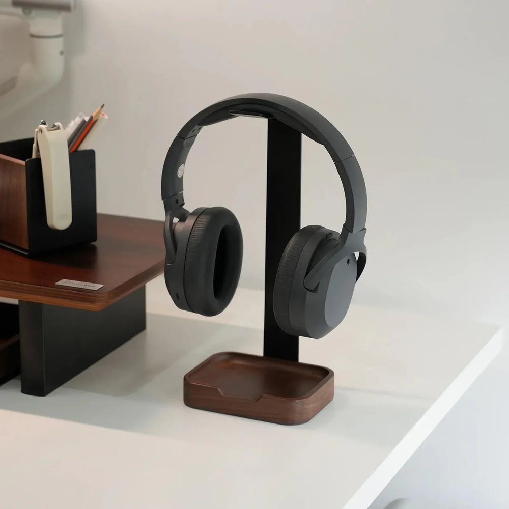 Giá đỡ tai nghe HyperWork HS01 (Walnut - Black - Mới, Full box, Chính hãng)