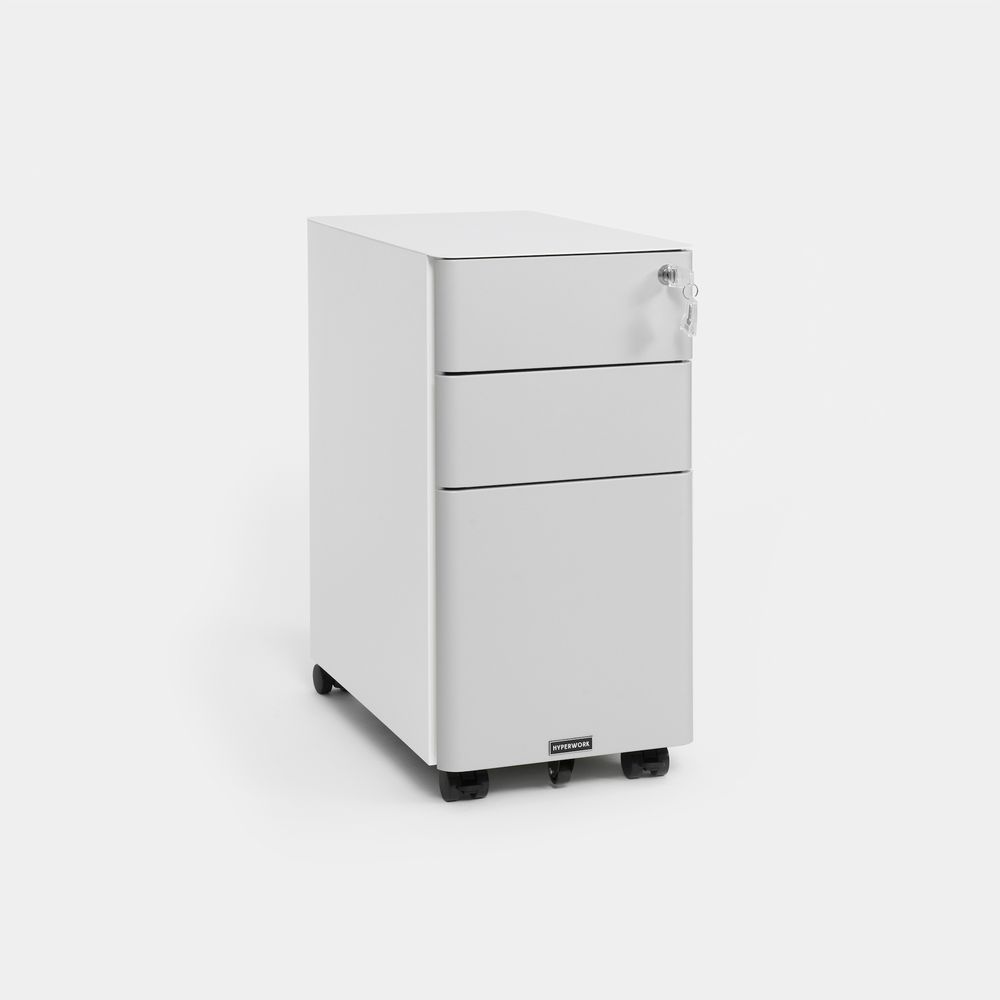 Hộc tủ tài liệu di động HyperWork Ivy Slim (White - Grey - Mới, Full box, Chính hãng)
